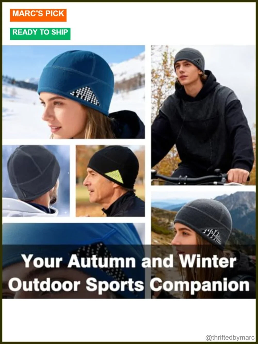 Thermal Fleece Skull Cap Windproof Winter Beanie Stretchy Running Hat Cycling